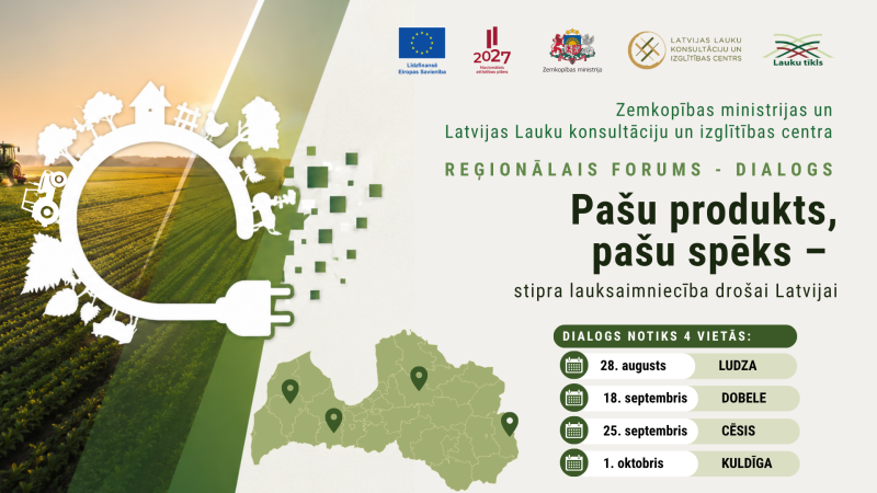 Reģionālā foruma “Dialogs – Pašu produkts, pašu spēks” informatīvais plakāts.