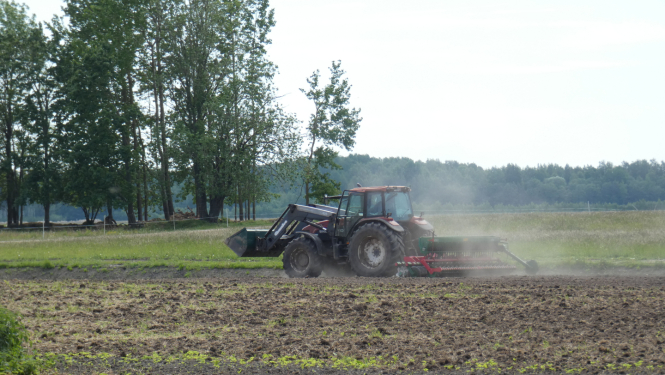 Traktors uz lauka