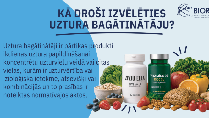 Infografika par to kā droši izvēlēties uztura bagātinātāju
