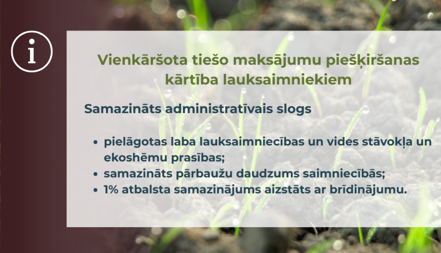 Vizuālis par tiešo maksājumu noteikumu grozījumiem