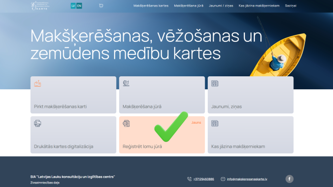 Mājaslapas www.makskeresanaskarte.lv izvēlnes skats
