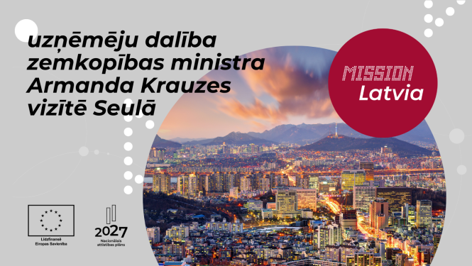 uzaicnājuma plakāts uzņēmēju dalībai darba vizītē Seulā