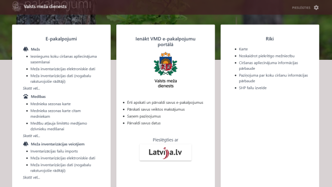 VMD klientu portāla sākumlapa
