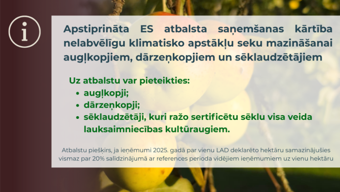 Vizuālis par ārkārtas atbalstu augļkopjiem, dārzeņkopjiem un sēklkopjiem