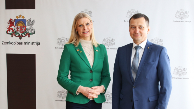 Minister of Agriculture Armands Krauze met with Pipa Hackett, Minister of State for Land Use and Biodiversity in the Department of Agriculture, Food, and the Marine of Ireland