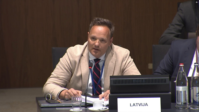 Valsts sekretārs Raivis Kronbergs uzrunā ES lauksaimniecības un zivsaimniecības ministrus