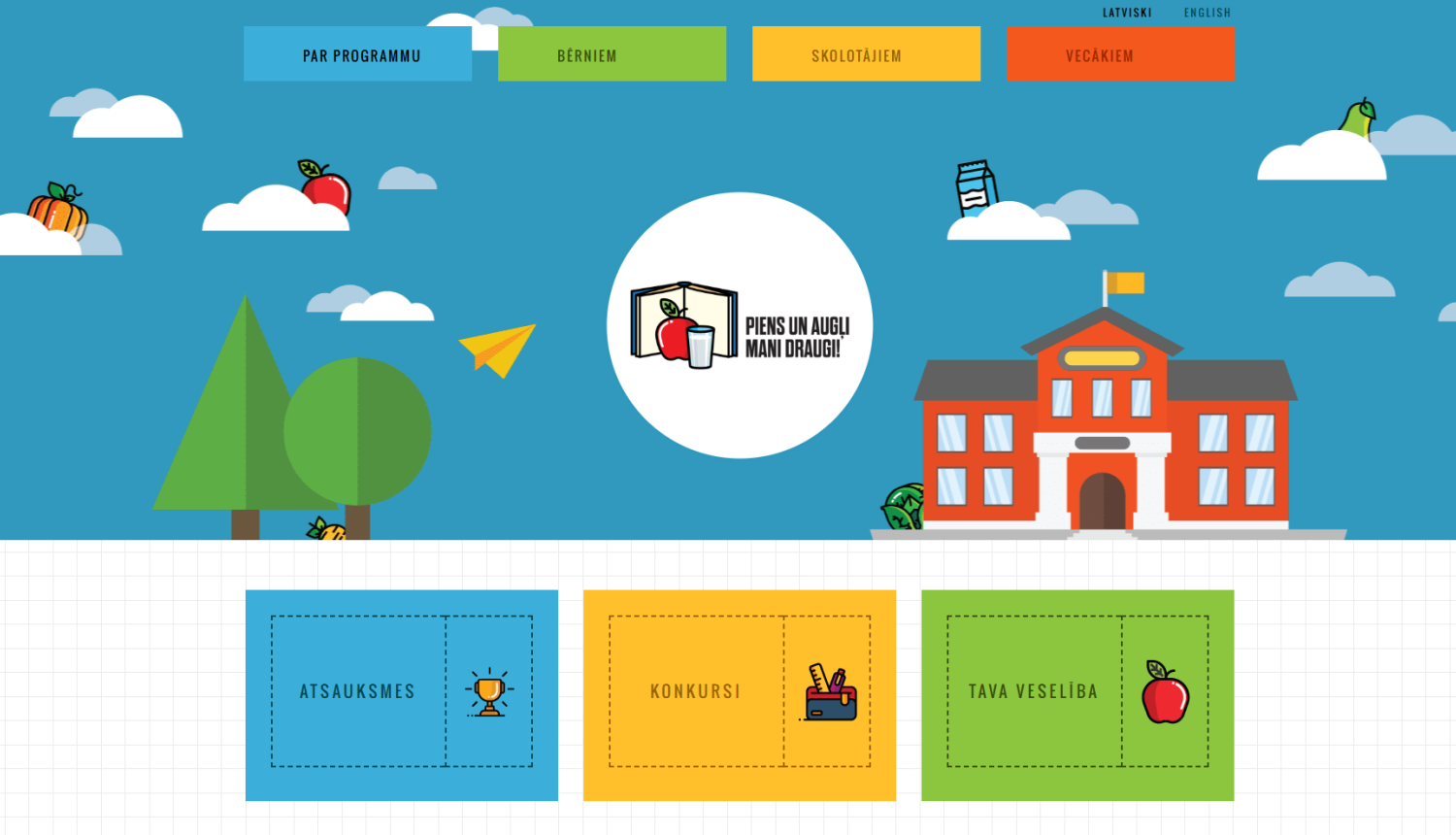 Piens un augļi skolai logo