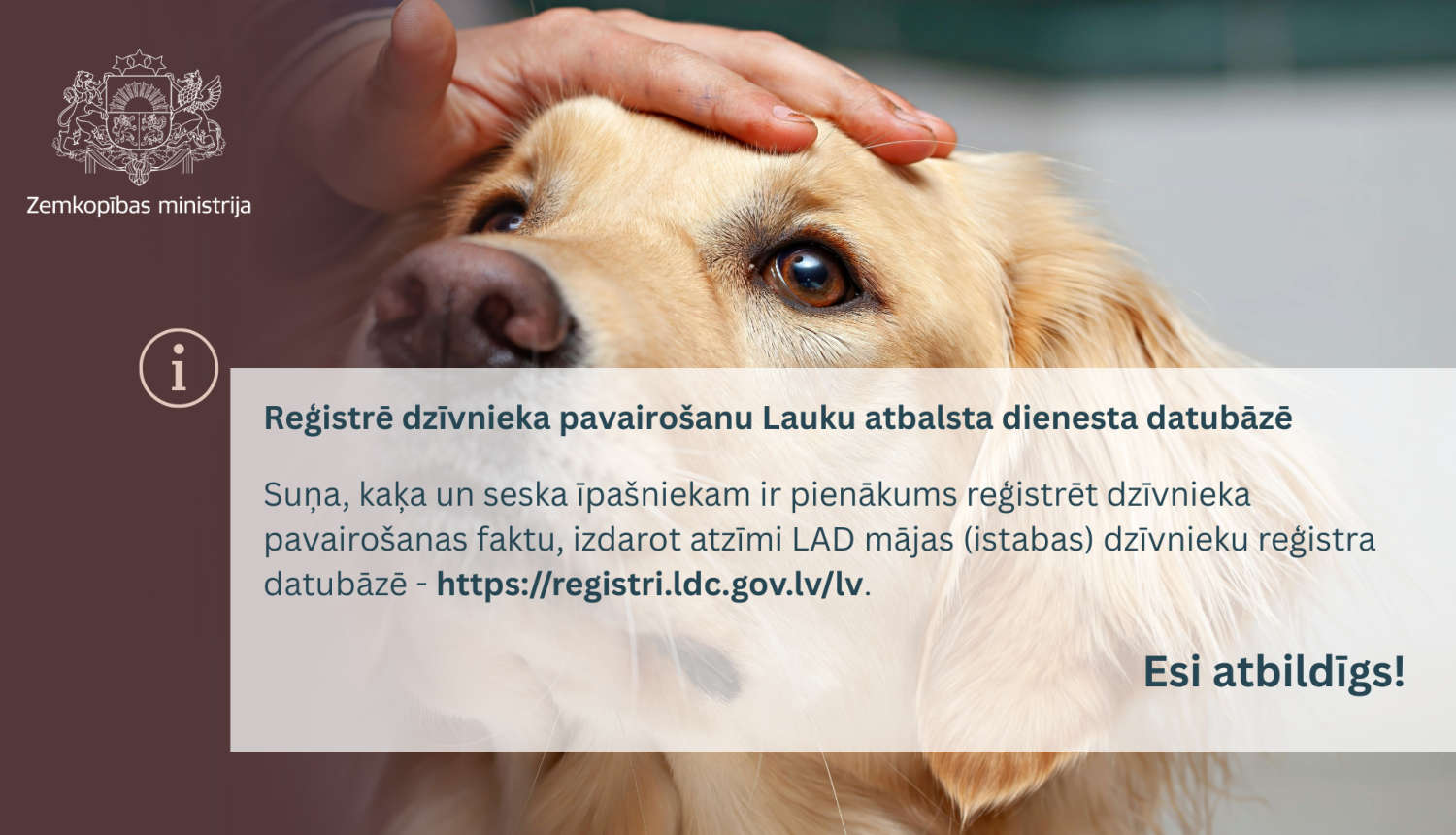 Vizuālis par dzīvnieku reģistrēšanu