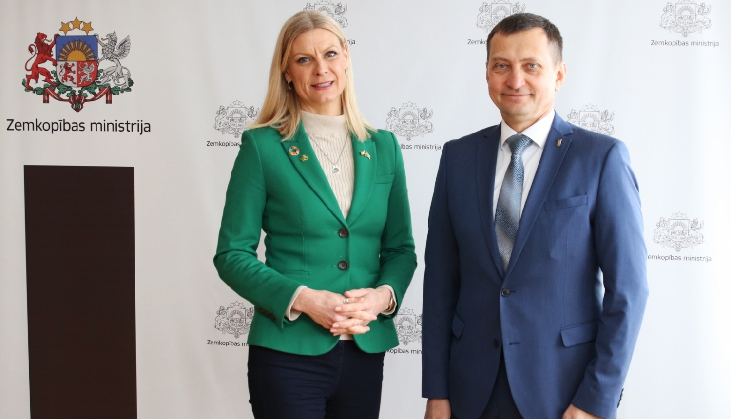 Minister of Agriculture Armands Krauze met with Pipa Hackett, Minister of State for Land Use and Biodiversity in the Department of Agriculture, Food, and the Marine of Ireland